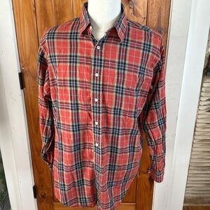 Daniel Cremieux Orange  and Blue Plaid Casual Button Down Shirt